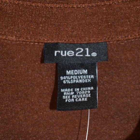 Rue 21 Brown Gathered Short sleeve Shirt Ruched Dress size - Picture 4 of 16